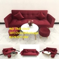 Bộ bàn ghế sofa băng giường giá rẻ đỏ đô nhung Nội Thất Linco Buôn Mê Thuột
