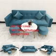 Bộ bàn ghế sofa băng giường giá rẻ xanh dương nhung Nội Thất Linco Đắk Lắk