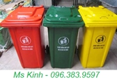 bán thùng rác cho bệnh viện, thùng rác nhựa 120 lít màu vàng, xe đẩy rác 660l giá rẻ