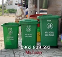 Thùng rác 60lit màu xanh lá có bánh xe, thùng đựng rác hộ gia đình rẻ / 0963 839 593 Loan